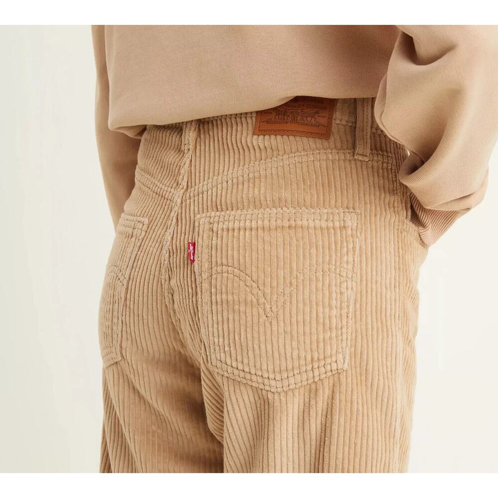 Levis Premium Ribcage Straight Ankle Jean Corduroy Beige Pants 26 Slimming High